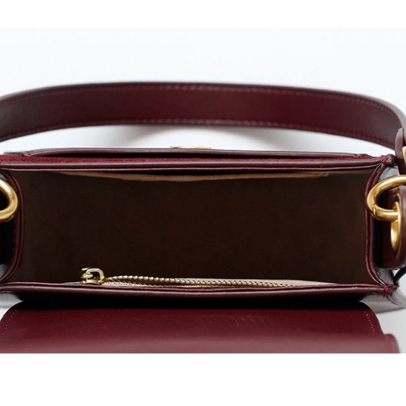 Designer LEATHER Maroon Ring Saddle Bag Clutch - Picture 6 of 8
